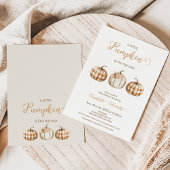 Three Orange Plaid Little Pumpkin Baby Shower Einladung