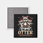 Three Otter Rentier Weihnachtsmannmütze Deer Merry Magnet (Vorderseite/Rückseite)