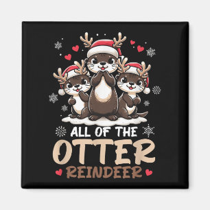 Three Otter Rentier Weihnachtsmannmütze Deer Merry Magnet