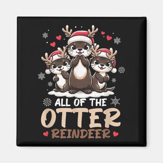 Three Otter Rentier Weihnachtsmannmütze Deer Merry Magnet (Vorne)