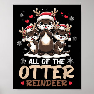 Three Otter Rentier Weihnachtsmannmütze Deer Merry Poster