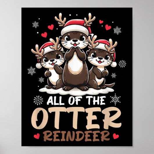 Three Otter Rentier Weihnachtsmannmütze Deer Merry Poster (Vorne)