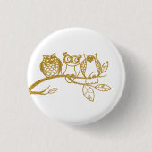 Three Owl Babies in Gold Glitter Button (Vorderseite)