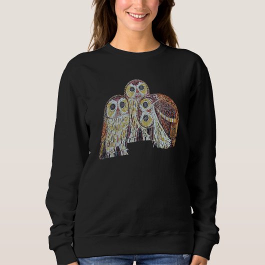 Three Owls Detailed Vector In Nouveau Style 1 Sweatshirt (Vorderseite)