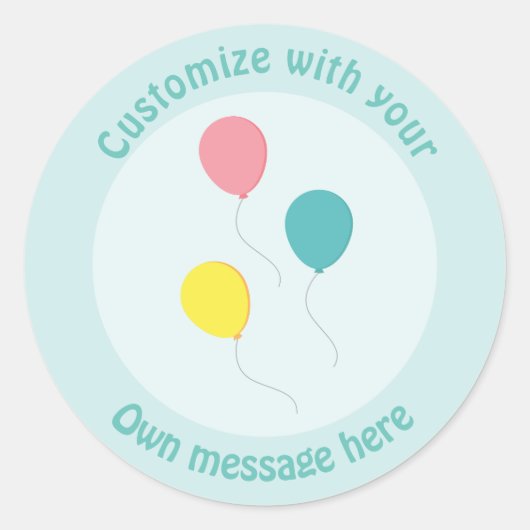 Three Party Balloons Custom text Runder Aufkleber (Vorderseite)