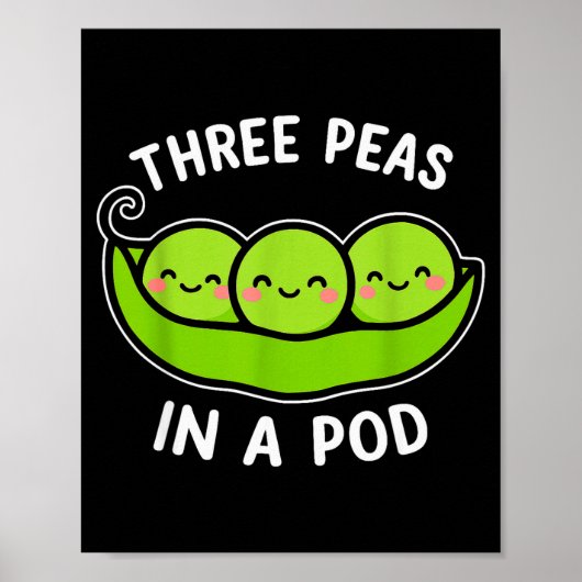 Three Peas In A D Cute Kawaii Funny Poster (Vorne)