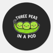 Three Peas In A D Cute Kawaii Funny Runder Aufkleber (Vorderseite)