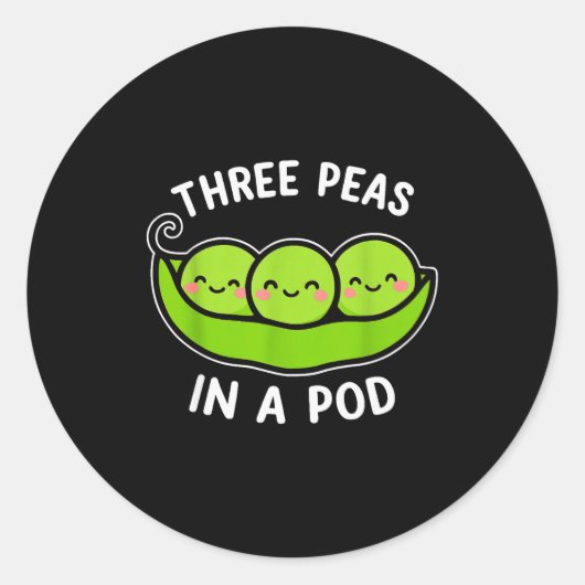 Three Peas In A D Cute Kawaii Funny Runder Aufkleber (Vorderseite)