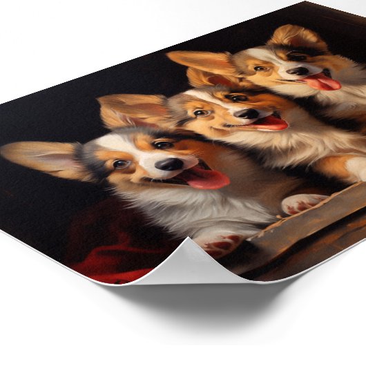 Three Pembroke Welsh Corgis Poster (Ecke)