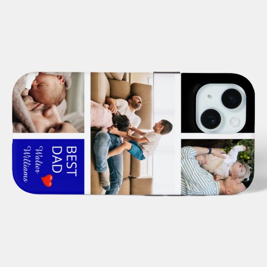 Three Personal Photos personalize Best Dad Case-Mate iPhone Hülle (Rückseite (Horizontal))