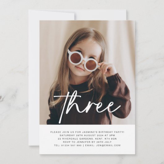 Three Photo Birthday Invitation Einladung (Vorderseite)