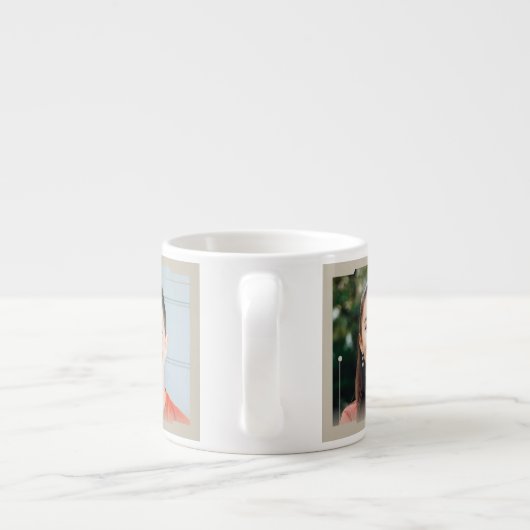 Three photos and name, beige Sci-Fi Frame Espressotasse (Rückseite)