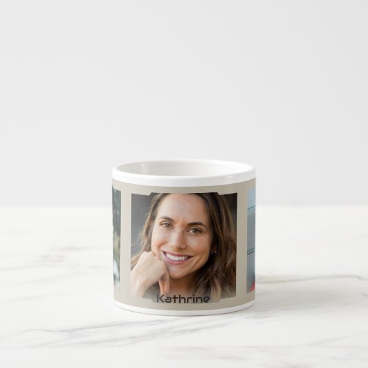 Three photos and name, beige Sci-Fi Frame Espressotasse (Vorderseite)