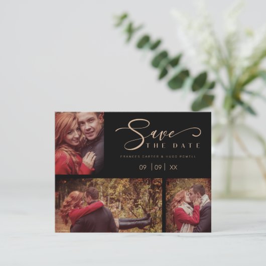 Three Photos Collage Minimalist Modern Wedding (Stehend Vorderseite)