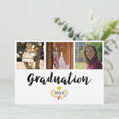 Three photos College Graduation Announcement Karte (Stehend Vorderseite)