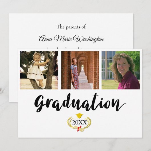 Three photos College Graduation card Karte (Vorne/Hinten)