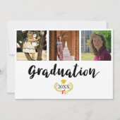 Three photos High School Graduation Announcement Karte (Vorderseite)