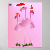 Three Pink Christmas Flamingos Poster (Vorne)