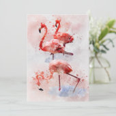 Three Pink Flamingos Watercolor Dankeskarte (Stehend Vorderseite)