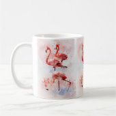 Three Pink Flamingos Watercolor Kaffeetasse (Links)