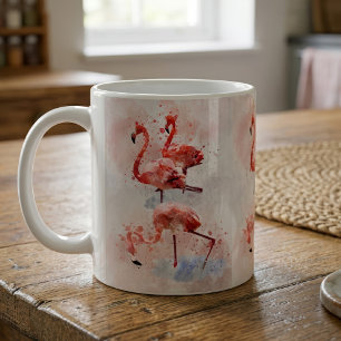 Three Pink Flamingos Watercolor Kaffeetasse