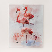 Three Pink Flamingos Watercolor Puzzle (Vertikal)
