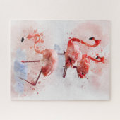 Three Pink Flamingos Watercolor Puzzle (Horizontal)