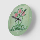 Three Pink Roses Thunder_Cove Runde Wanduhr (Winkel)