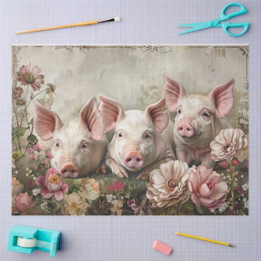 Three Pinky Pigs Seidenpapier (Basteln)