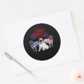 Three Pitbull with USA Runder Aufkleber (Umschlag)