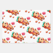 Three Poinsettia, Gingerbread Girl & Adorable Cow Geschenkpapier Set (Vorderseite 2)