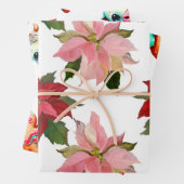 Three Poinsettia, Gingerbread Girl & Adorable Cow Geschenkpapier Set (Beispiel)