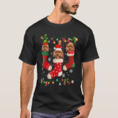 Three Poodle In Sock Christmas Santa X mas Dog T-Shirt (Vorderseite)