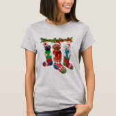 Three Poodles In Christmas Socks  T-Shirt (Vorderseite)