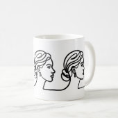 Three Profiles in One Line – Minimalistic Panorama Kaffeetasse (VorderseiteRechts)