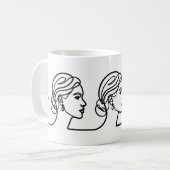 Three Profiles in One Line – Minimalistic Panorama Kaffeetasse (Vorderseite Links)