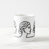 Three Profiles in One Line – Minimalistic Panorama Kaffeetasse (Mittel)