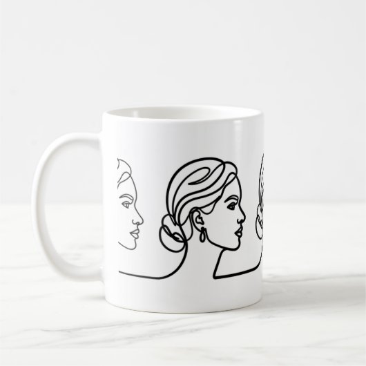 Three Profiles in One Line – Minimalistic Panorama Kaffeetasse (Links)