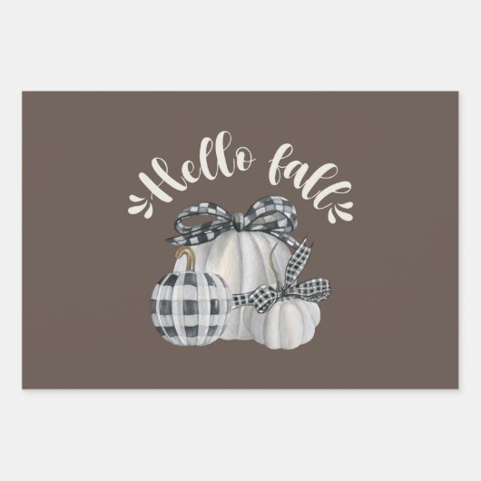 Three Pumpkin Hello Fall Geschenkpapier Set (Vorderseite)