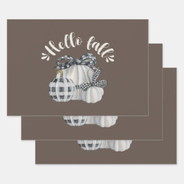 Three Pumpkin Hello Fall Geschenkpapier Set