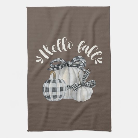 Three Pumpkin Hello Fall Geschirrtuch (Vertikal)