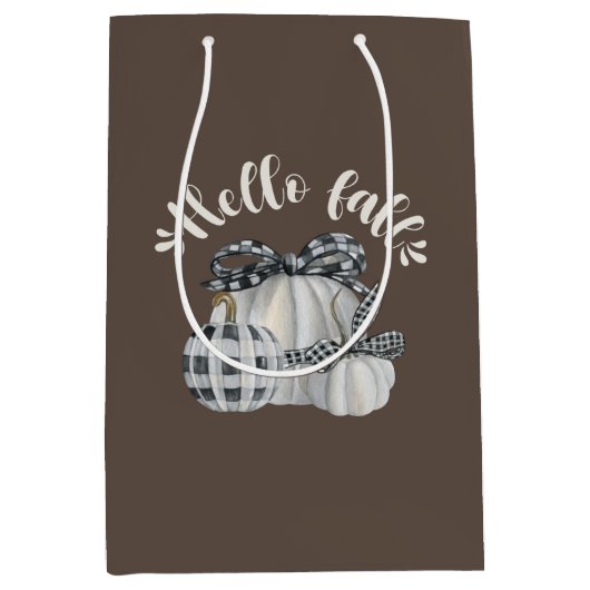 Three Pumpkin Hello Fall Mittlere Geschenktüte (Vorderseite)