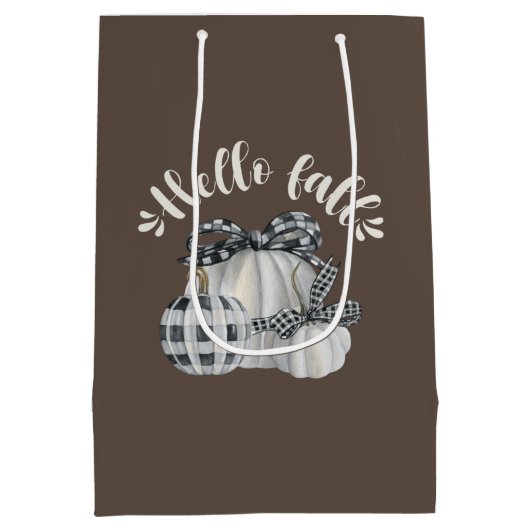 Three Pumpkin Hello Fall Mittlere Geschenktüte (Rückseite)