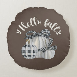 Three Pumpkin Hello Fall Rundes Kissen