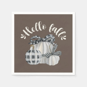 Three Pumpkin Hello Fall Serviette