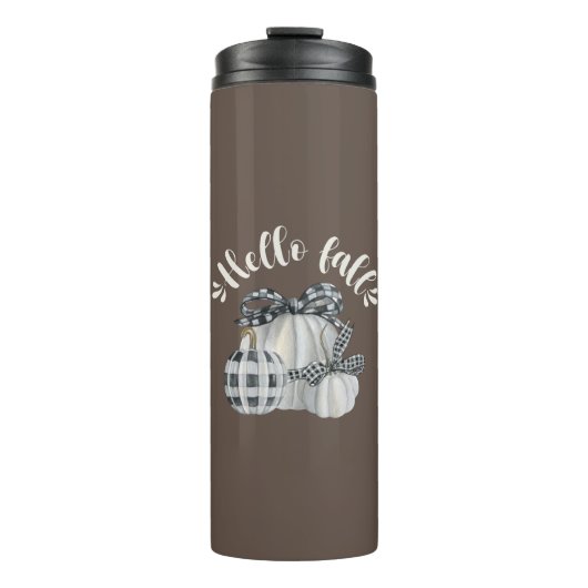 Three Pumpkin Hello Fall Thermosbecher (Vorderseite)