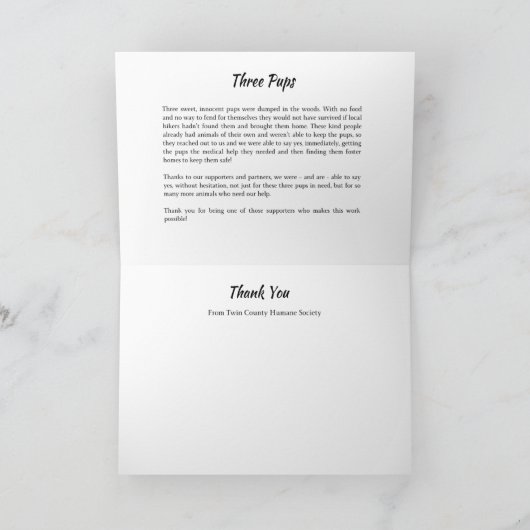 Three Pups TCHS Thank You Karte (Innenseite)