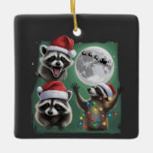 Three Raccoons With The Moon Galaxy Christmas Keramikornament (Vorderseite)