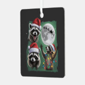 Three Raccoons With The Moon Galaxy Christmas  Ornament Aus Metall (Vorderseite links)