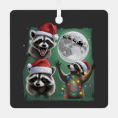Three Raccoons With The Moon Galaxy Christmas  Ornament Aus Metall (Vorderseite)